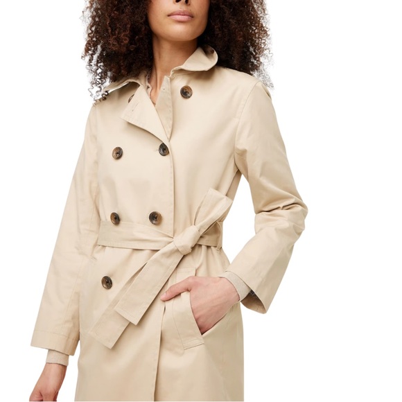 NWT J.Crew Factory Light Khaki Trench Coat Size 8, Classic Neutral Preppy BO622 - Picture 2 of 12